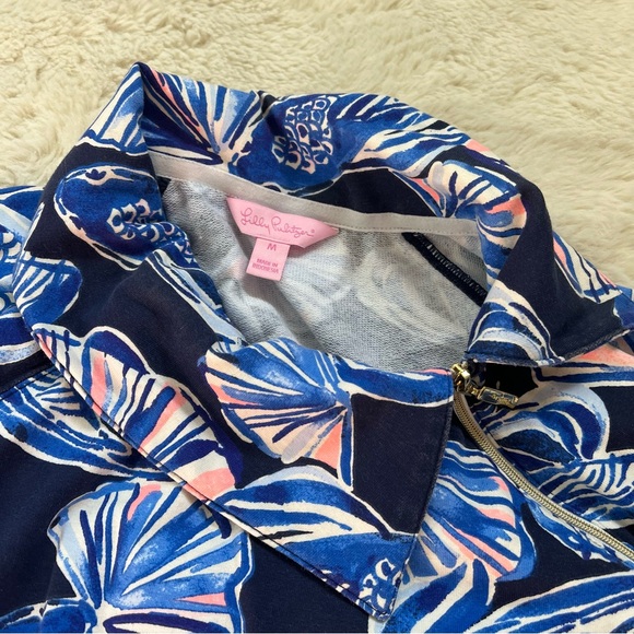 Lilly Pulitzer Booker Seashells Popover In Reel Life Shirt Womens medium
 Blue - Picture 3 of 4